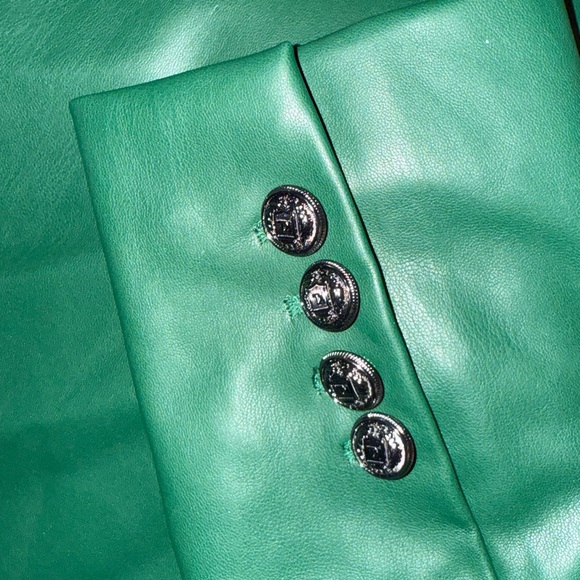 Karl Lagerfeld Emerald Leather Jacket - Picture 4 of 9